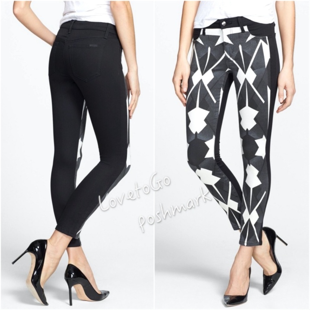 Ankle Skinny Black Jeans with geometric pattern - Picture 1 of 7